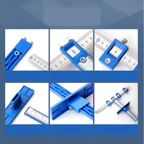 Cabinet Hardware Jig Tool, Drill Guide Sleeve Template for Imperial & Metric, ABS Aluminum Wood Drilling Dowel Ruler