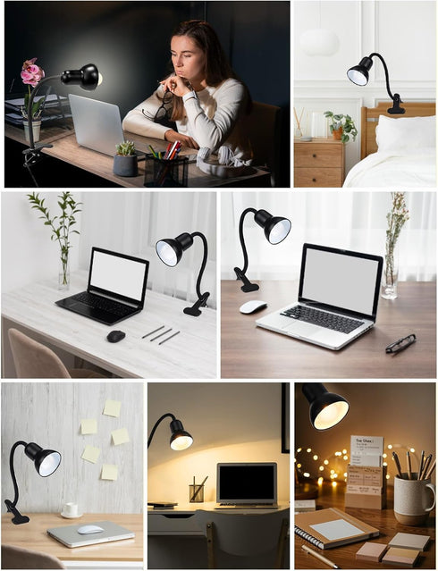 60W E26 (Dimmable Clip On Gooseneck Lamp - Max, Ceramic Fire-Resistant Socket, Classic Durable Switch, Adjustable
