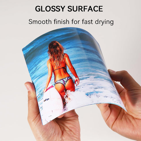 HUSPER 100 4x6 Inches 53lb 200GSM Inkjet Glossy Photo Paper Sheets Professional Photographic Paper Compatible with Dye
