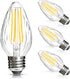 BRIMAX F15 8W LED Porch Light Bulb, E26 Medium Base, Dimmable 2700K Warm White, 4 Pack