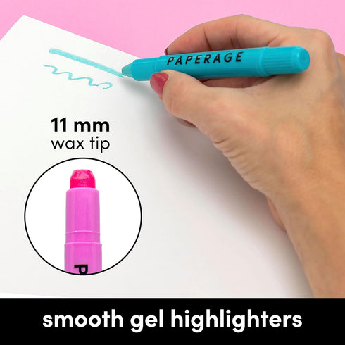PAPERAGE Gel Highlighters, No Bleed & Smudge Free, Assorted Pastel Colors, 16 Count