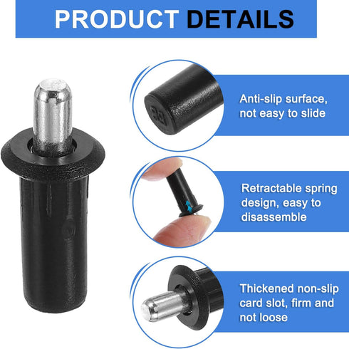 50pcs Black(1 0.41 0.28 Inch) uxcell Shutter Repair Pins, Spring Loaded Plantation Shutter Replacement Repair Pins