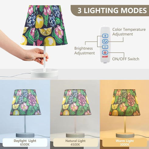 3 ALAZA Bedside Lamp Tropical Fruit Rose Apple Table Lamp for Bedroom Desk Lamp with USB Port LED Nightstand Color