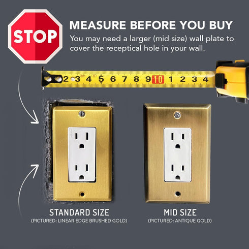 BRASS Duplex Gold Outlet Cover, Standard Size Polished Brass Metal Wall Plate
