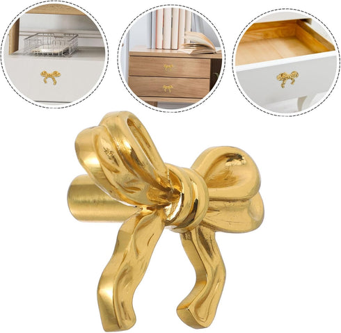 Bow Cabinet Handles Stylish Brass Pull Knobs for Wardrobes Shoe Cabinets Bedside Tables Decorative Bow Design Furniture