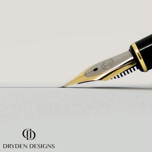 Dryden Designs Fountain Pen with Medium and Fine Nibs, Luxury Box, Ink Cartridges, Royal Red