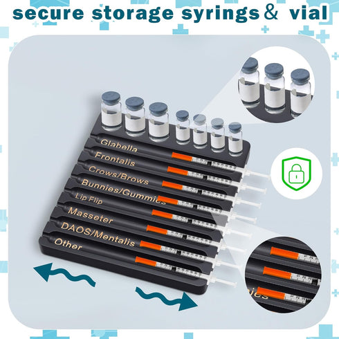 1 8 2-in-1 Geelin Pcs Aesthetic Practitioner Syringe Tray with Slots Label Bamboo Vial Holder Syringe Preparation Tray