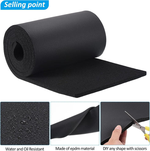1/2" 13" 78"L PATIKIL Closed Cell Neoprene Sponge Foam Sheet Roll, Easy Cut Weather Seal Rubber Insulation Soundproof