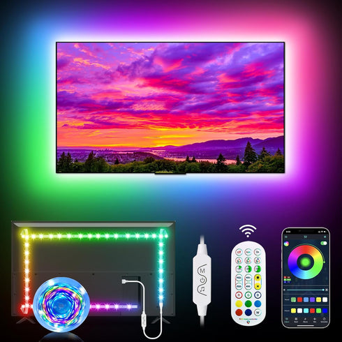 Daymeet LED Lights for TV, RGB 9.84ft TV LED Lights for 32-43in TV, Dreamcolor Music Sync Backlight, Bluetooth APP