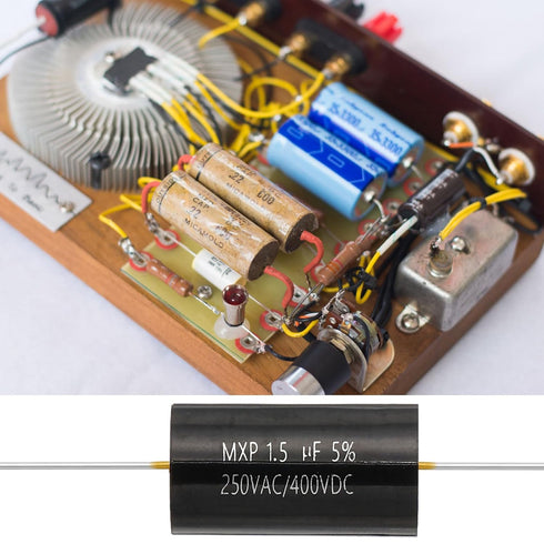 PATIKIL 1.5uF 250AC/400DC V CBB20 Capacitor, 2 Pcs Axial Audio Speaker Crossover Capacitor