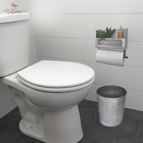 Country Autumn Alley Farmhouse Galvanized Toilet Paper Holder with Shelf Durable Wall Mount Tissue Paper Holder