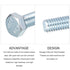 Hex Bolts (M10-1.25x70mm) 4Pcs, 8.8 Grade Carbon Steel Zinc Plated Fully Threaded Hex Head Screw Bolt for Furniture