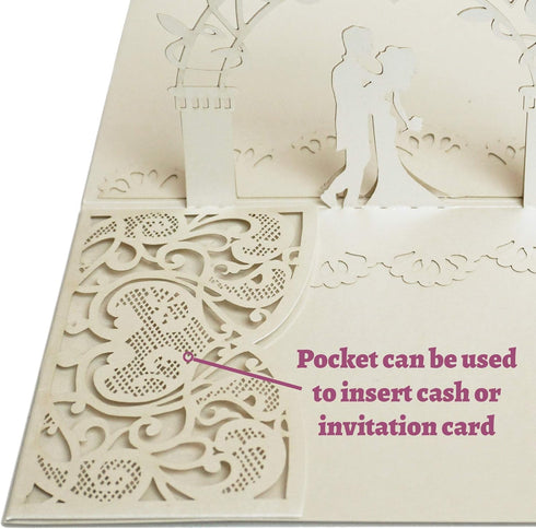 Dekali Designs Wedding Pop Up Card for Couples - Christian Card with Envelope and Bible Verse About Love (White - 5x7
