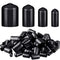 Zonon 80 Pcs Round Rubber End Caps, Flexible Vinyl Bolt Covers, Screw Thread Protector Safety Cover in 4 Sizes (Black)