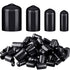 Zonon 80 Pcs Round Rubber End Caps, Flexible Vinyl Bolt Covers, Screw Thread Protector Safety Cover in 4 Sizes (Black)