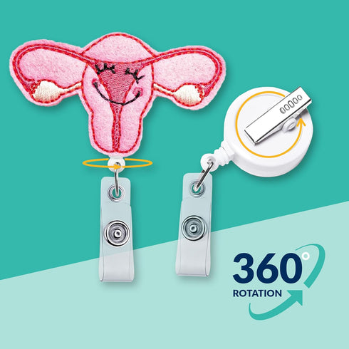 Nurse Badge Reel Retractable, Nursing Name Badge Holder, Cute Badge Reels for Nurses, Uterus