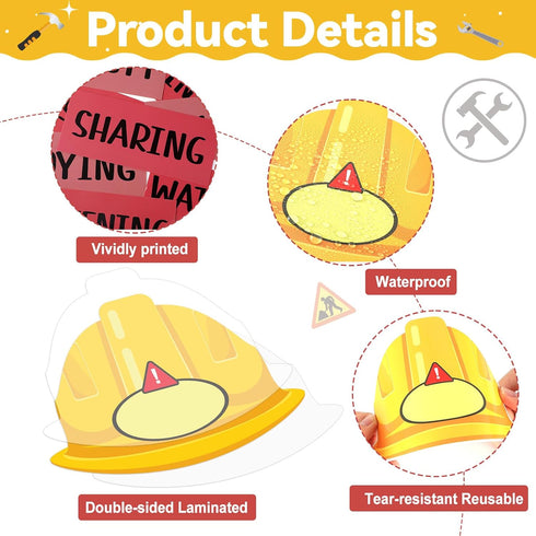 Set gisgfim Construction Bulletin Board Decorations Learning Under Construction Paper Cutouts DIY Photo Helmet