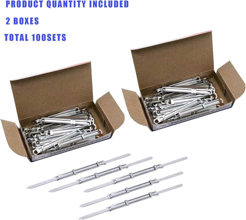 Standard 2-Piece Paper Fasteners, 2 Inch Capacity, 2.75 Inch Centers, 100 Sets/Box, Tin plated by ESKEAR