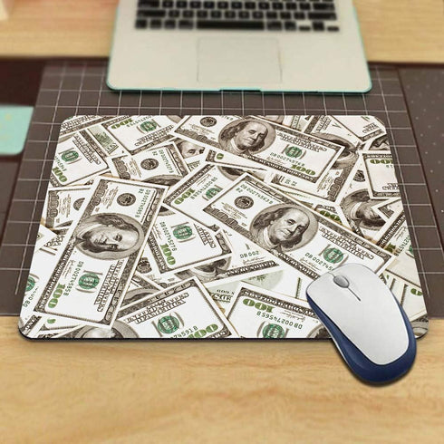 Funny US Dollar Currency Gaming Mouse Pad, Non-Slip Rubber for Computers, Personalized Rectangle 9.5 x 7.9 Inch