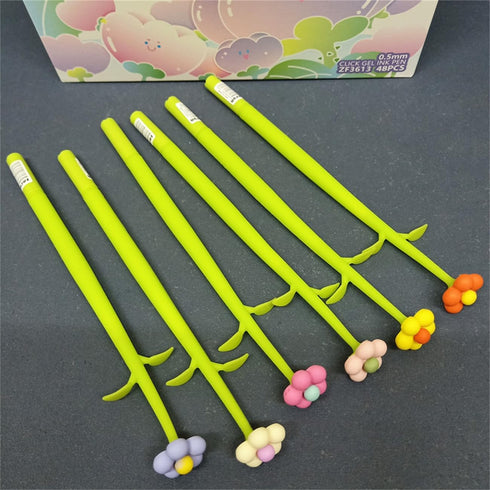 Flower Pens, Creative Gel Ink Silicone Flower Pen Bulk, 0.5 mm Writing Pen for School Office Home