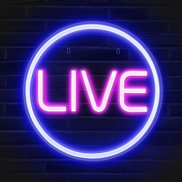 Lumoonosity Live Neon Sign - Blue&Pink LED On Air Light for Streamers/Influencers/Gamers
