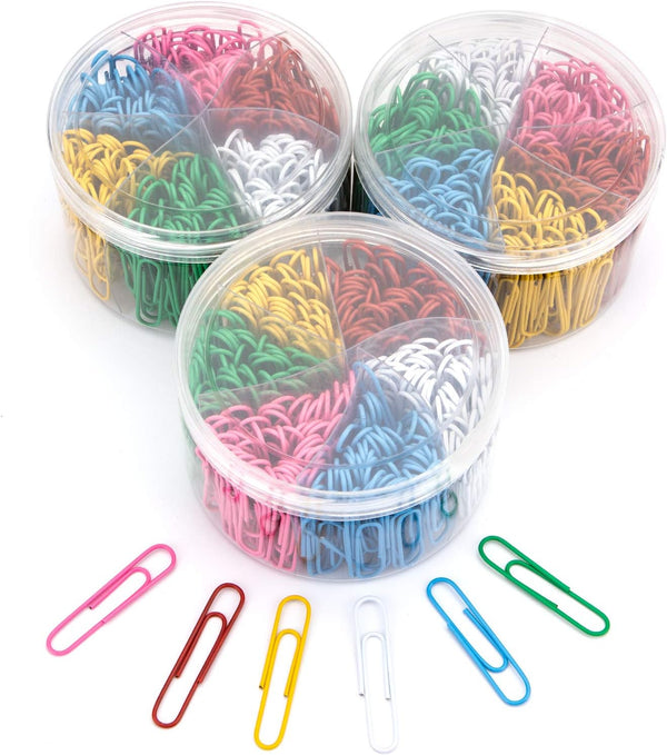 Yarlung 900 Pieces 2 Inch Jumbo Paper Clips, Vinyl Coated Large Paperclips for Document Organizing, 6 Colors