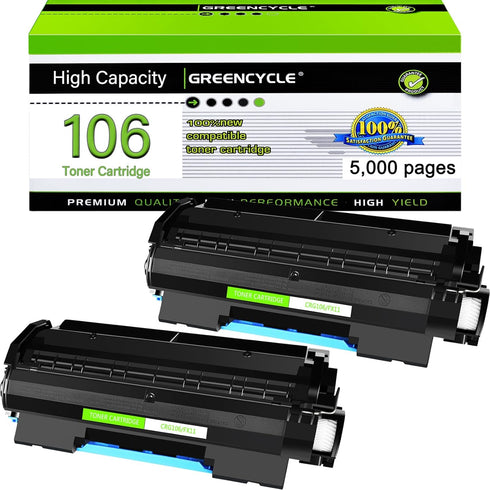 greencycle 2 PK Compatible Toner Cartridges for Canon C106, Black, 5000 Yield per Toner