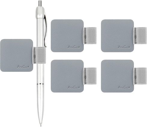 ProCase Pen Loop Holder (5 Pack) for Notebooks, Journals, Planners, Self Adhesive Leather Pencil Holder - Grey