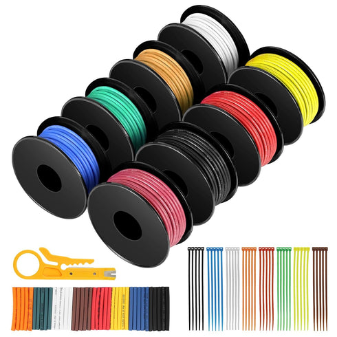 22 Gauge Wire 160FT, 8 Colors Each 20FT 22AWG Hook Up Wire Kit for DIY Electronics and Automotive Power Wiring