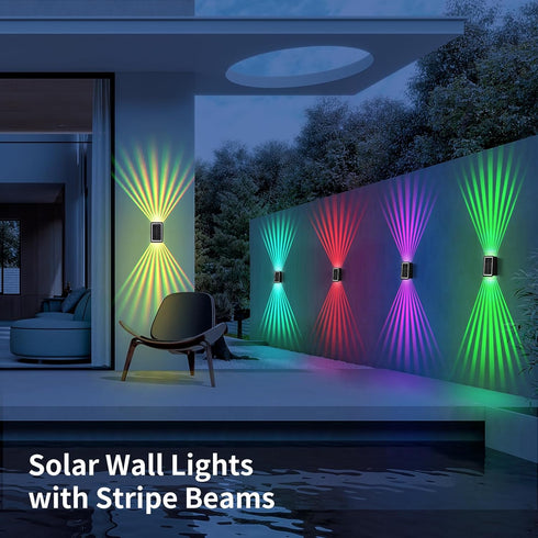IP65 (2 2 Pack) VICHUNHO Solar Outdoor Wall Lights, Up & Down Solar Powered Lighting, Waterproof Fence Light