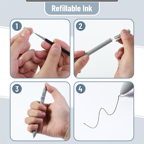 Mr. Pen Retractable Gel Pens, 6 Pack, Black Ink, Cat's Tail Fine Point 0.5mm Aesthetic Pens for Journaling