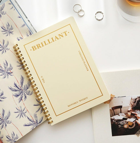 PAPERIAN Brilliant Monthly & Weekly Planner - Wirebound Undated Scheduler Diary (Ivory)