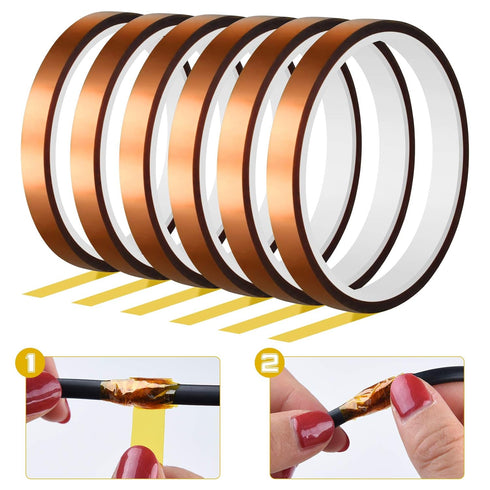 FEPITO 6 Rolls Heat Tape for Heat Press, Polyimide Tape for Sublimation, 3D Printing, Soldering, and More
