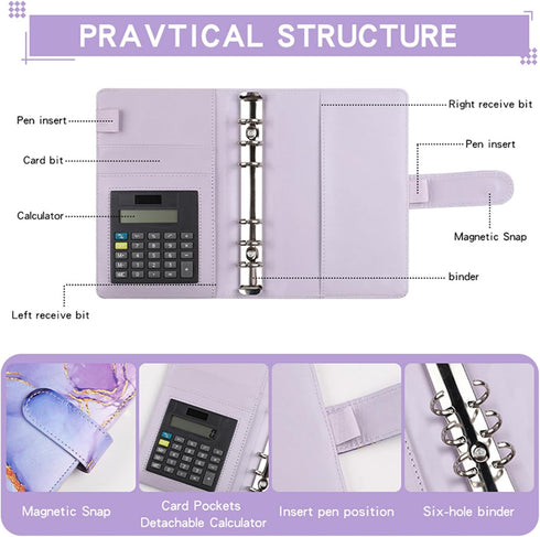 GMBYLBY Set Budget Binder Leather Budget Planner with Cash Envelopes Budget Sheets Label Stickers for Money Saving
