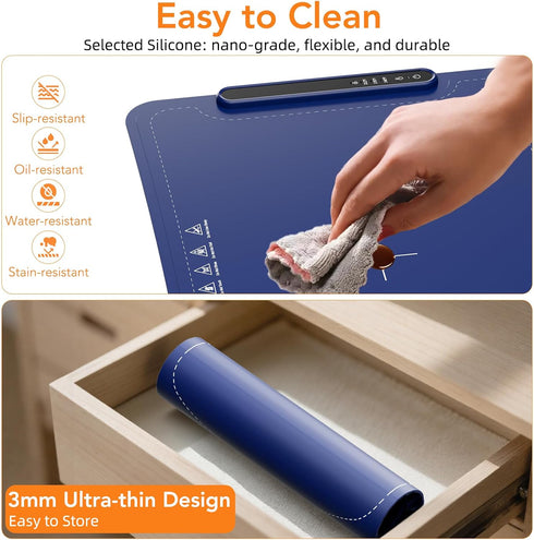 212,Fast 3-Level COWSAR Food Warming Mat-Max Temp Heating Silicone Electric Warming Tray,with Timer and Adjustable