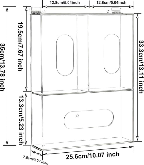 SEANADO Acrylic Disposable Glove Box Face Mask Dispenser Holder Triple Glove Rack Hairnet Tissue Napkin Dispenser