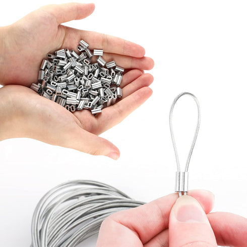 200 Pcs Aluminum Crimping Loop Sleeve 1/16", Cable Ferrule Wire Rope Sleeves for Loop Sleeve (200 Pcs)
