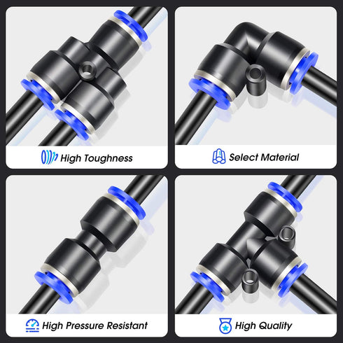 TAILONZ PNEUMATIC Black 4mm or 5/32 inch OD, 2.5mm ID Polyurethane Air Hose Pipe Tube, 10 Meter