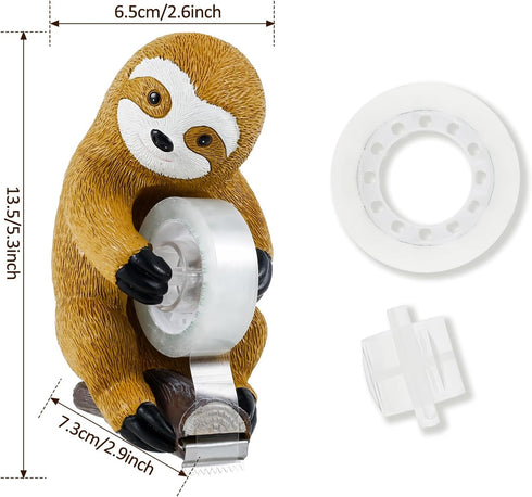 Cute Sloth Tape Holder, Resin Desk Tape Cutter, Novelty Tape Cutting Tools for Home School Office Desk Wrapping Gifts