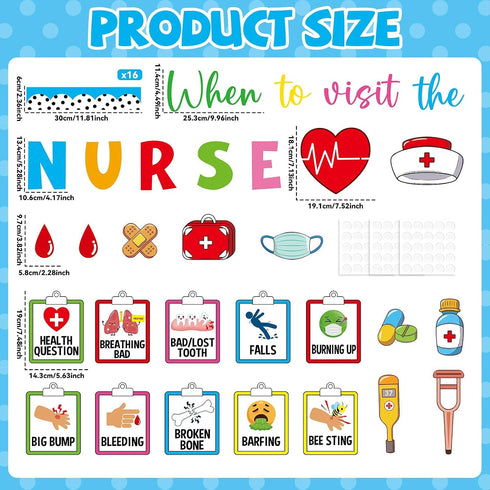 Naozinebi Set Nurse Theme Bulletin Board Decoration Health Posters Borders Paper Cutouts for Nursing School Classroom