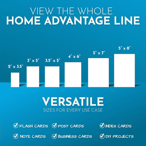 Home Advantage 50 Pack Blank Index Cards, 3x5 Heavy Duty Cardstock Note Cards - Bleed Proof