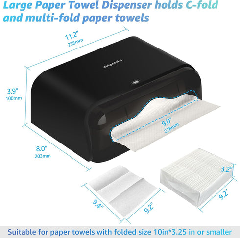 Commercial, Paper Towel Dispenser Wall Mount, Multifold Paper Towel Holder Adhesive Hand Towel Dispenser for Bathroom
