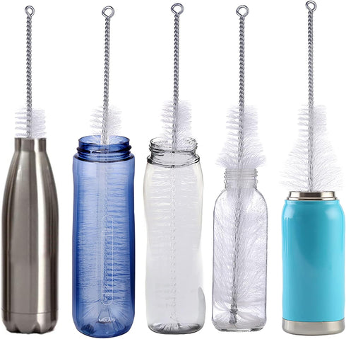 Bottle Brush for Cleaning Narrow Neck Swing Top Glass Bottles, Wine, Beer, Soda, Spray Bottles (White + 1PC)