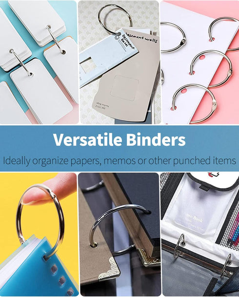 Pawfly Loose Leaf Binder Rings 2 Inch Smooth Steel Book Rings for Index Cards, Flash Cards, Memos, 12 Pack