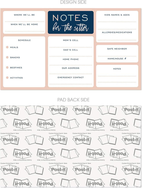 Babysitter Notepad, 50 Pages with Sticky Note Adhesive on Back