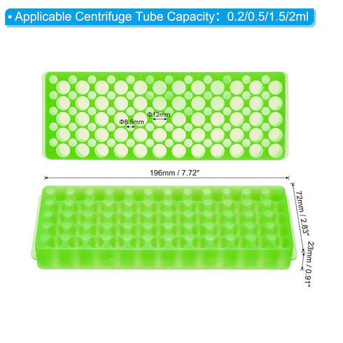 PATIKIL 60 Wells Tube Rack, 1 Pcs Vial Rack Double Panel Centrifuge Tube Holder for Microcentrifuge Tubes 0.2/0.5/1.5/2ml, Light Green