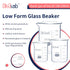 Glass Beaker Set, Low Form Graduated 3.3 Borosilicate Glass Beakers, Vol. 50, 100, 250mL for Lab