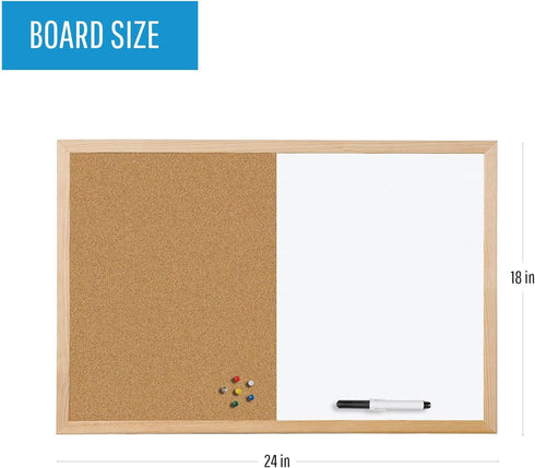Mastervision Cork & Dry Erase Combo Board, 18" x 24", Dry Erase White Board and Cork Bulletin Board Combo