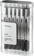 TUL GL1 Retractable Gel Pen, Needle Point, 0.7 mm, Gray Barrel, Black Ink, Pack of 12