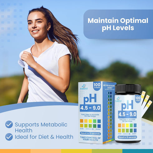 100 4.5-9.0 pH Test Strips for Urine & Saliva Easy-to-Use Strips for Fast, Accurate pH Testing at Home, Get Clear